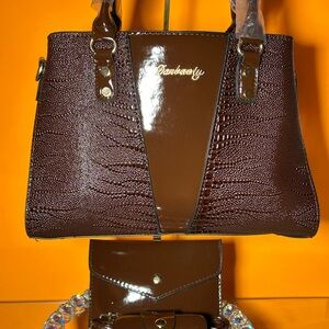 Danbaoly Brown Handbag 3pc. Set 12” x 8.5” x 4”